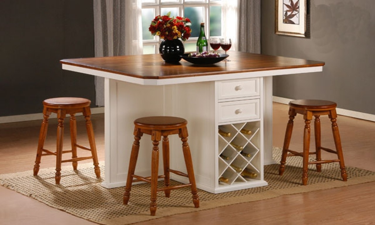 kitchen table with storage and stools