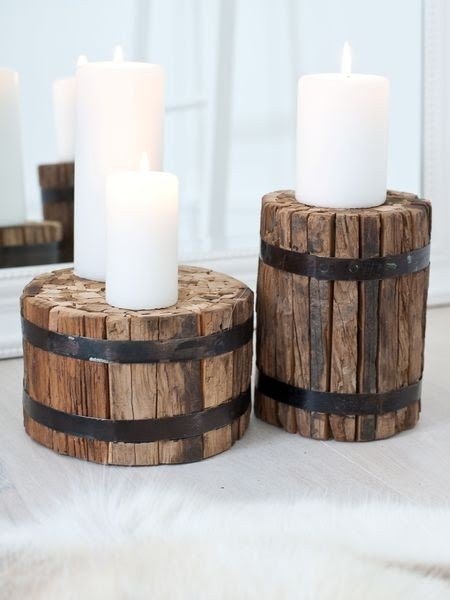 Large wood candle holders