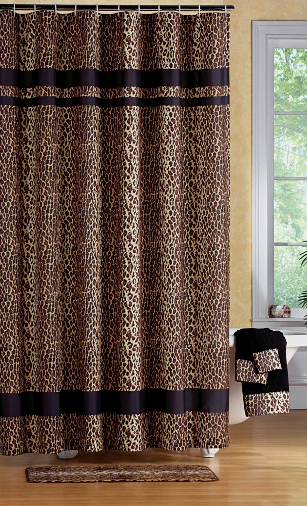 Leopard print shower curtain