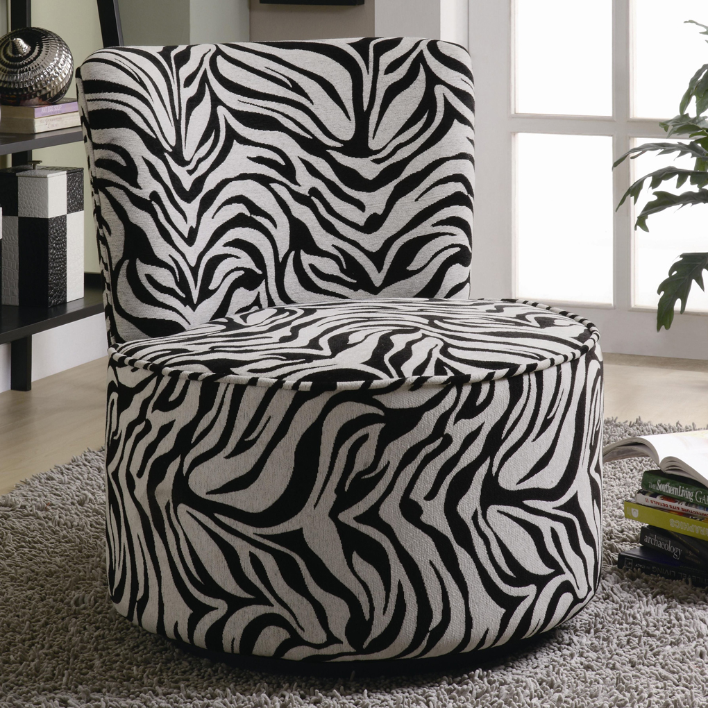 Swivel chair with zebra fabric pattern