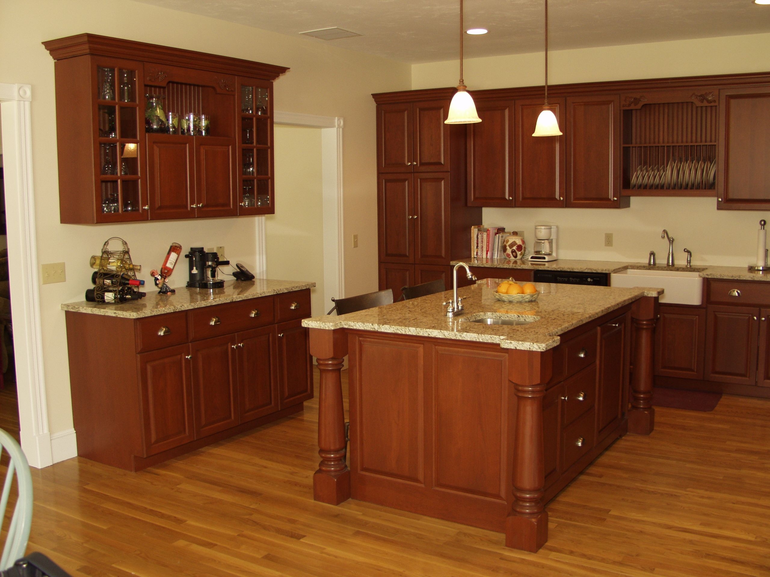 With sweet cherry cabinets as furniture kitchen decor in modern