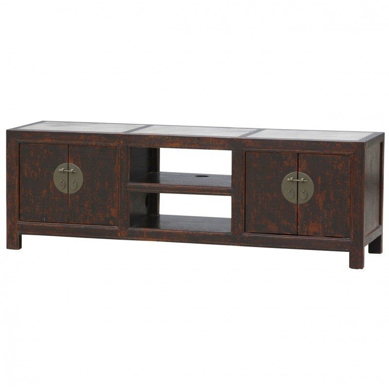 Asian style lcd tv stand with marble top