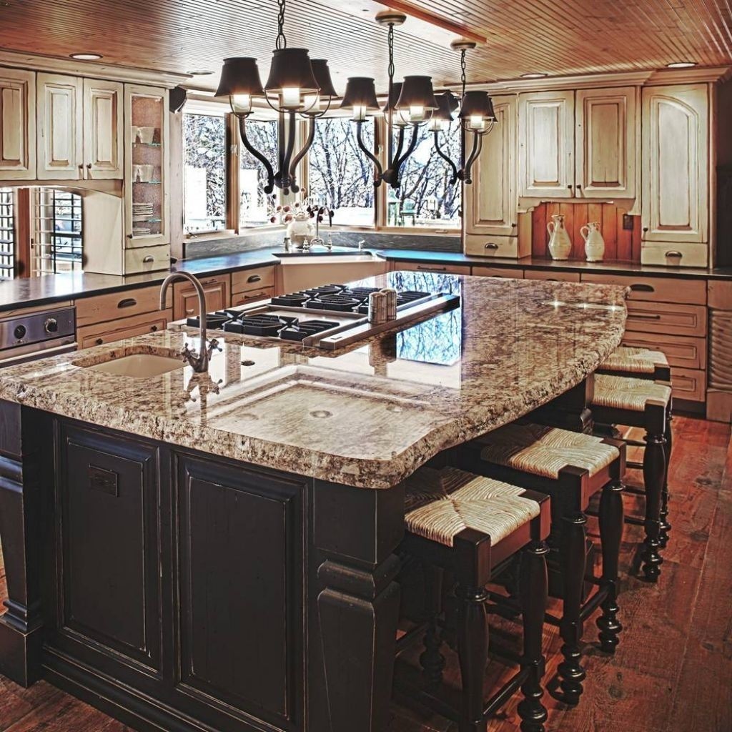 Deluxe Kitchen Island With Granite Top And Breakfast Bar The Must 