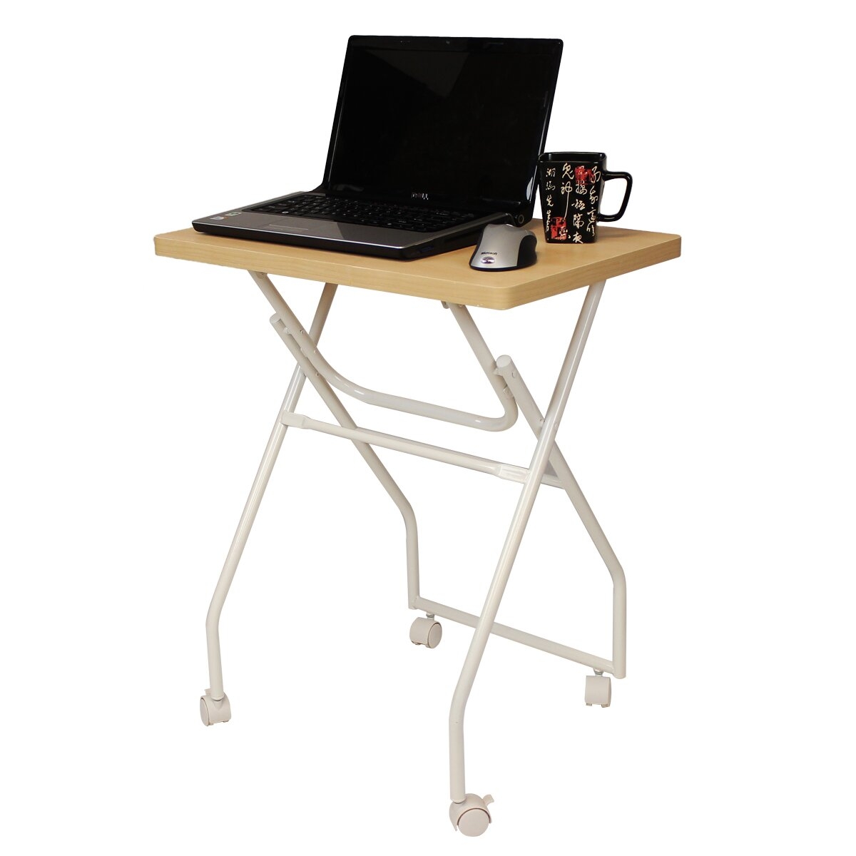 Folding Tv Tray Table Laptop Computer Stand Locking Wheels Free Shipping