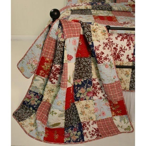 French country cottage patchwork floral bedspread set 1