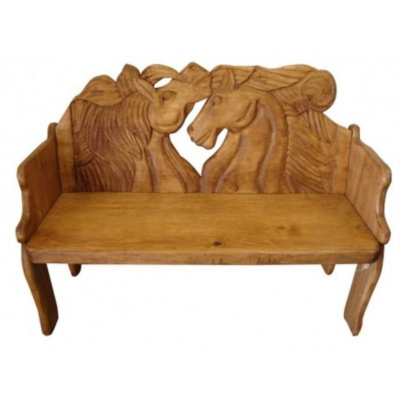 Furniture chairs horsehead hand carved wooden bench item ull 07