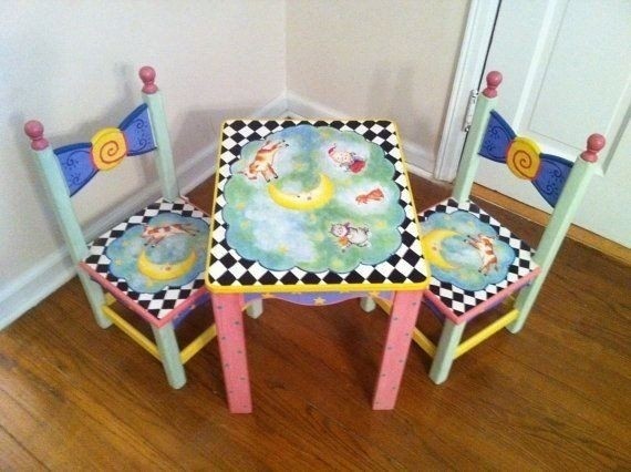 Great for the office whimsical handpainted childrens table chairs