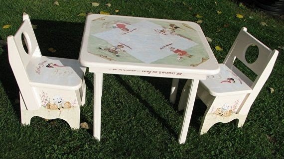 Hand painted childs table and chairs by brambleberrybracelet 150 00