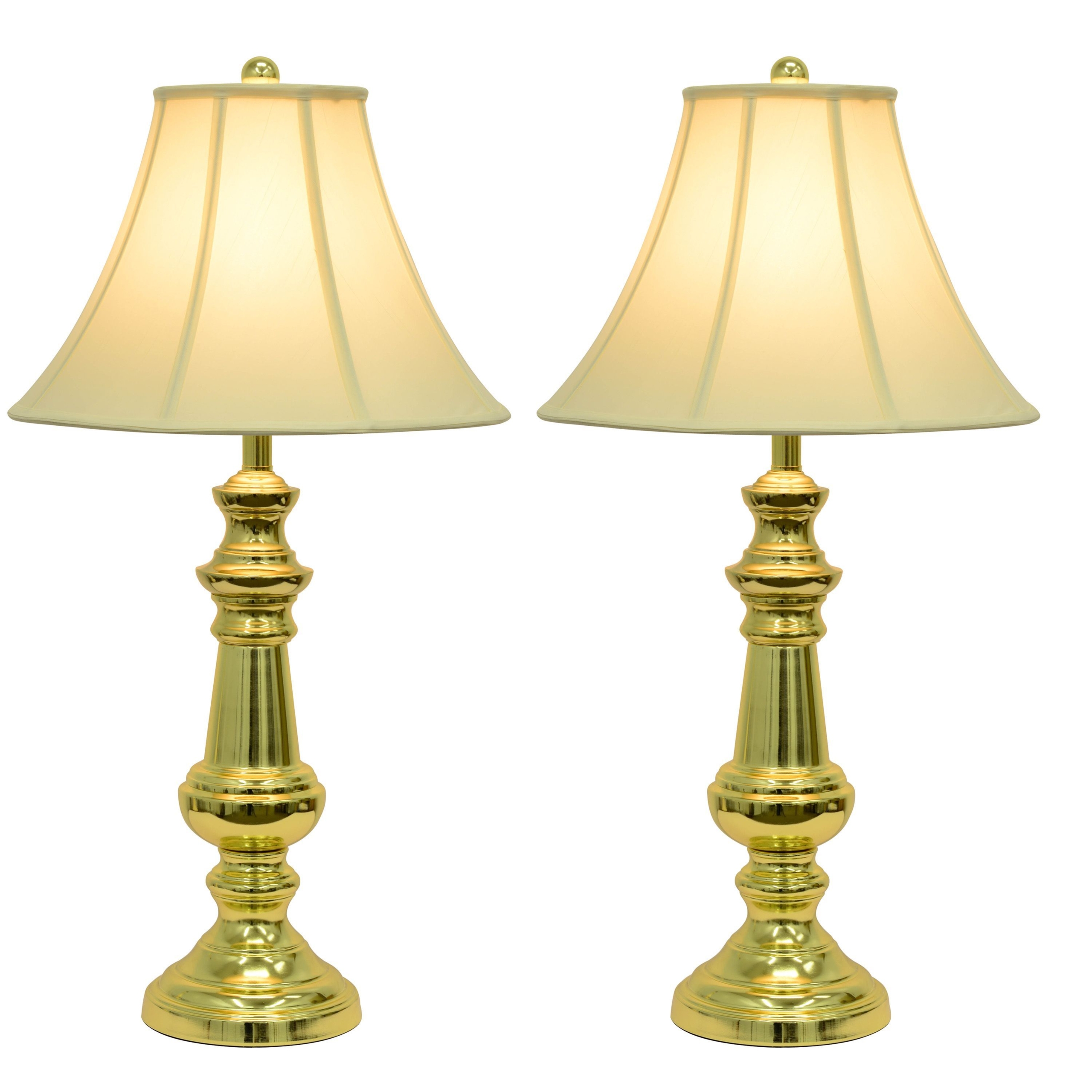 Hunt and company touch control polished brass table lamps set