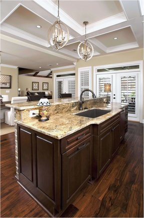 Beautiful Glass Kitchen Countertops And Raised Bars 