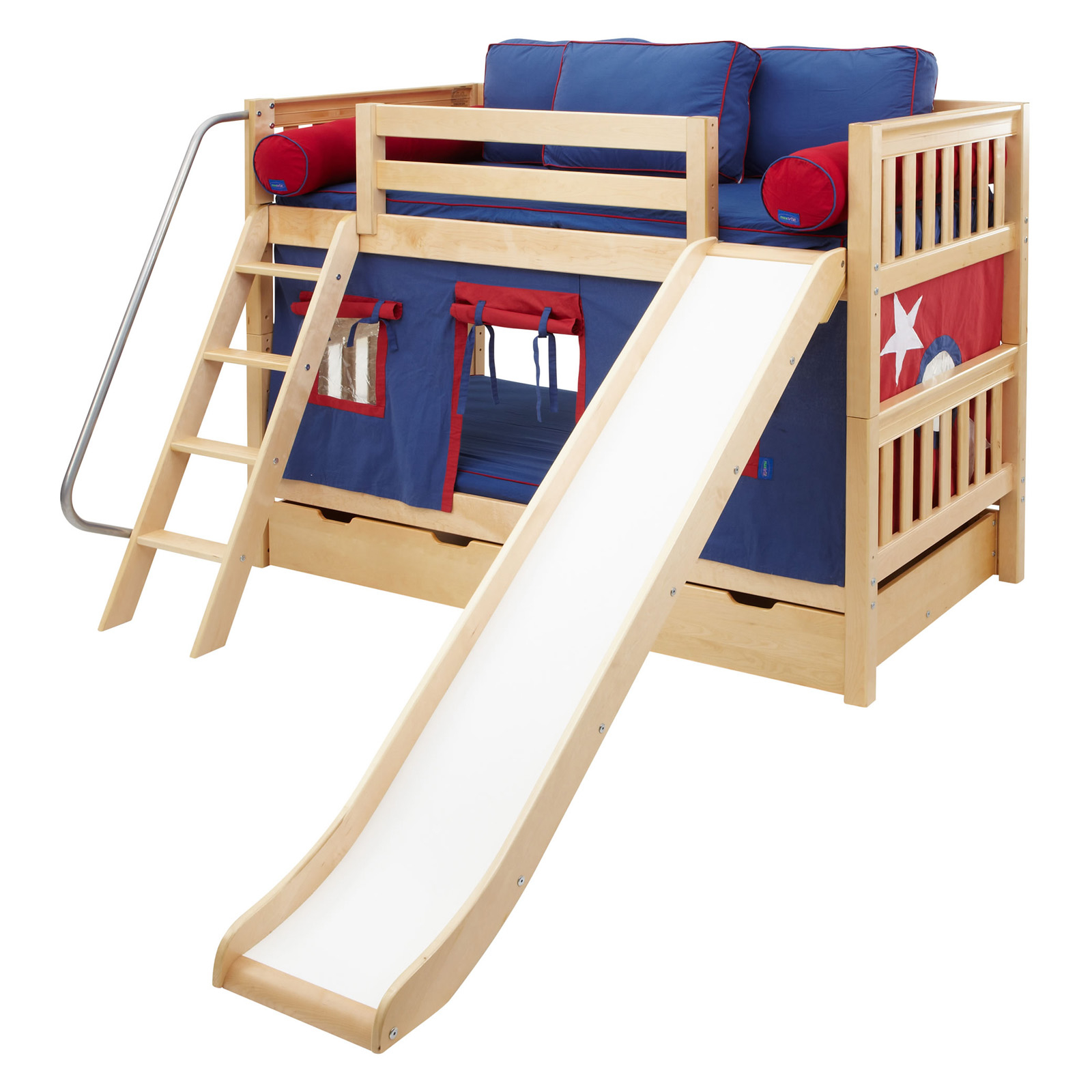 Twin over full bunk bed with slide
