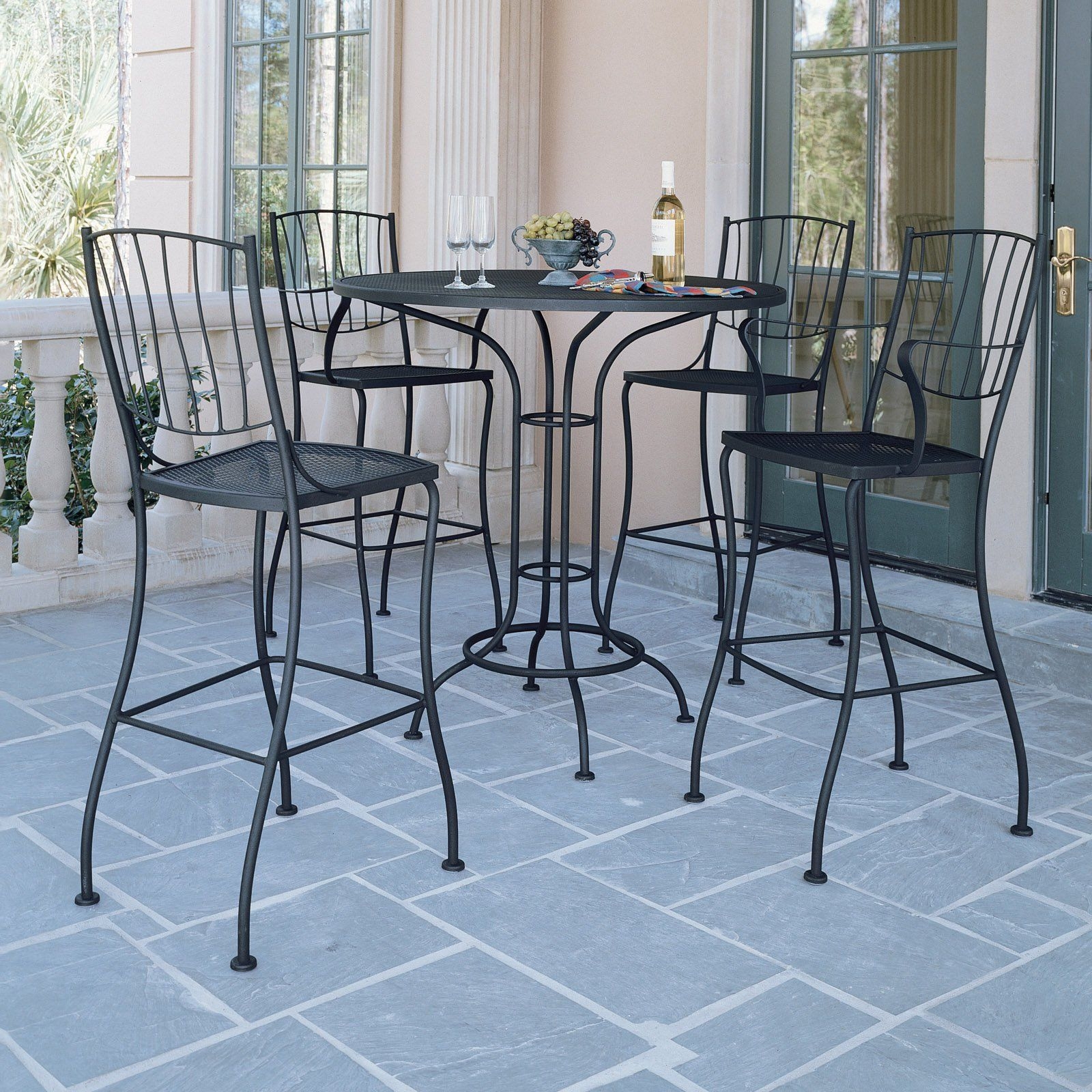 Aurora wrought iron bar height bistro set includes table 2