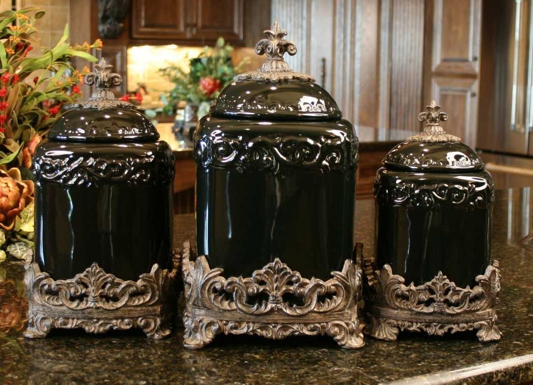Details about tuscan drake design black ceramic kitchen canisters s