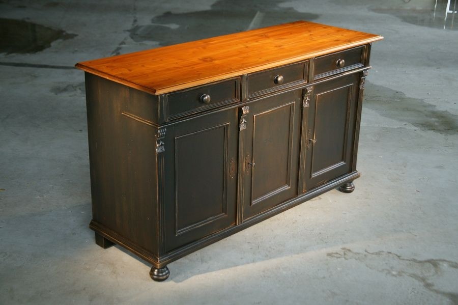 Painted black pine wood buffet farmhouse buffets and sideboards