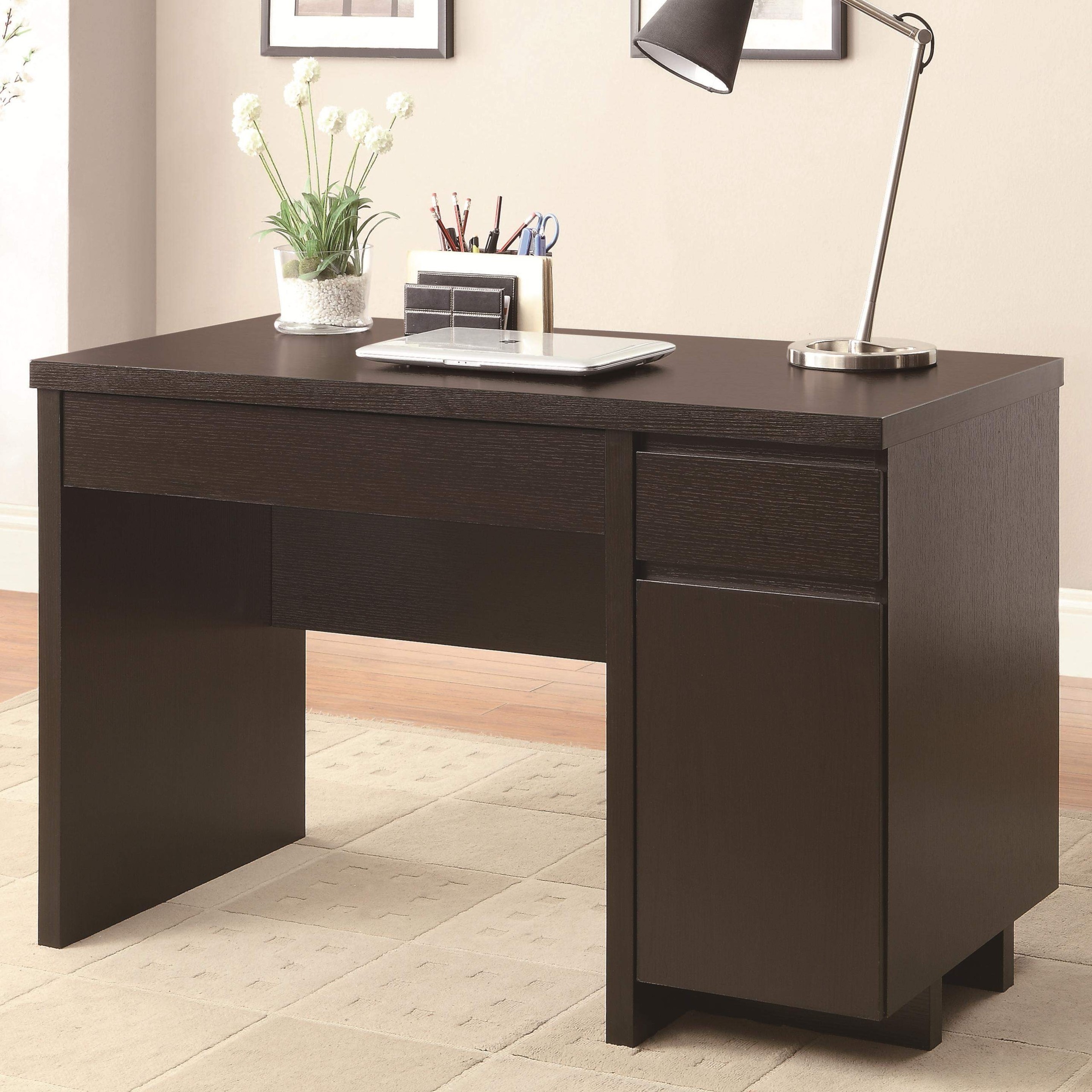 Small desk with drawer cabinet in wenge finish