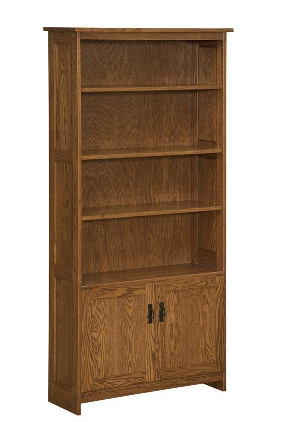 Wooden bookcases with doors