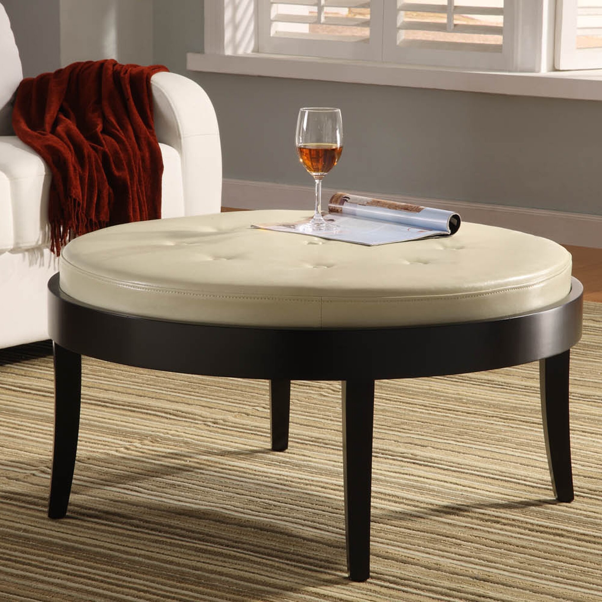 Citation coffee table ottoman with removable cushion