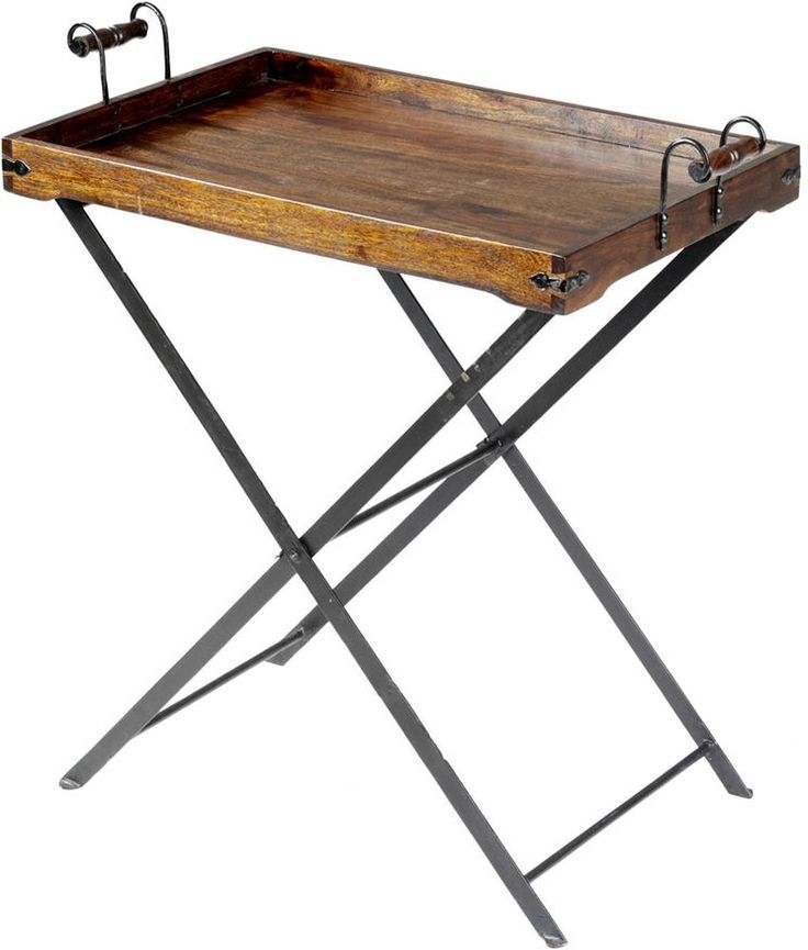 Folding serving tray tables