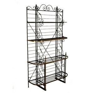 Forged wrought iron and brass french bakers rack etagere bookcase