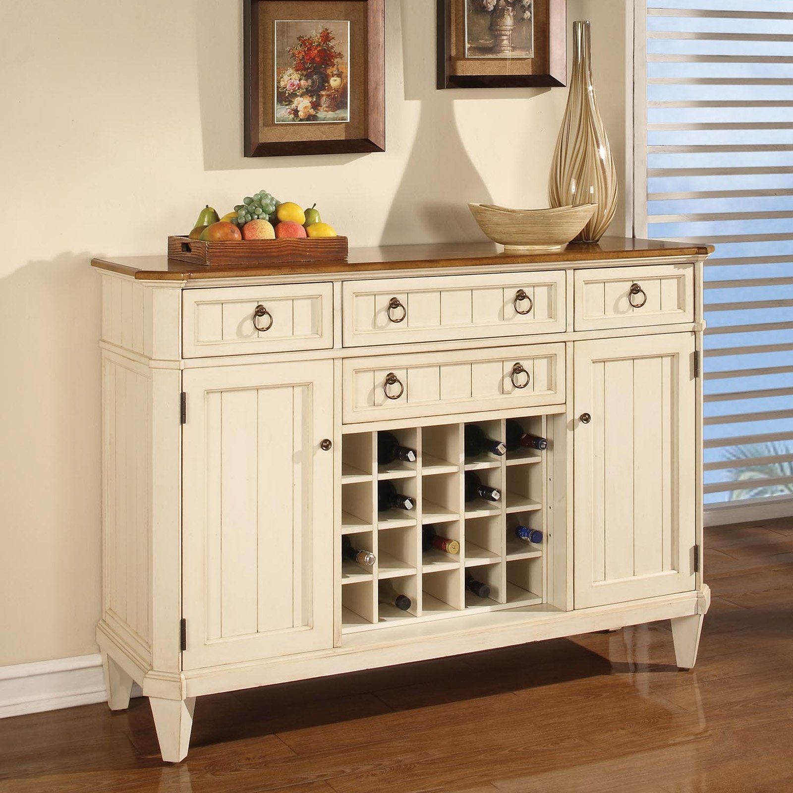 French country buffet sideboard kitchen dining wine rack storage