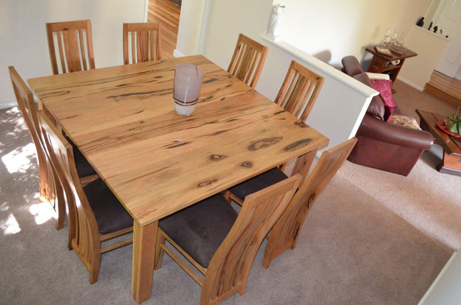 8 seater square dining table and chairs