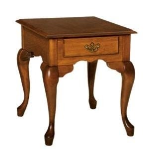 Queen anne rectangular end table with drawer shown in cherry
