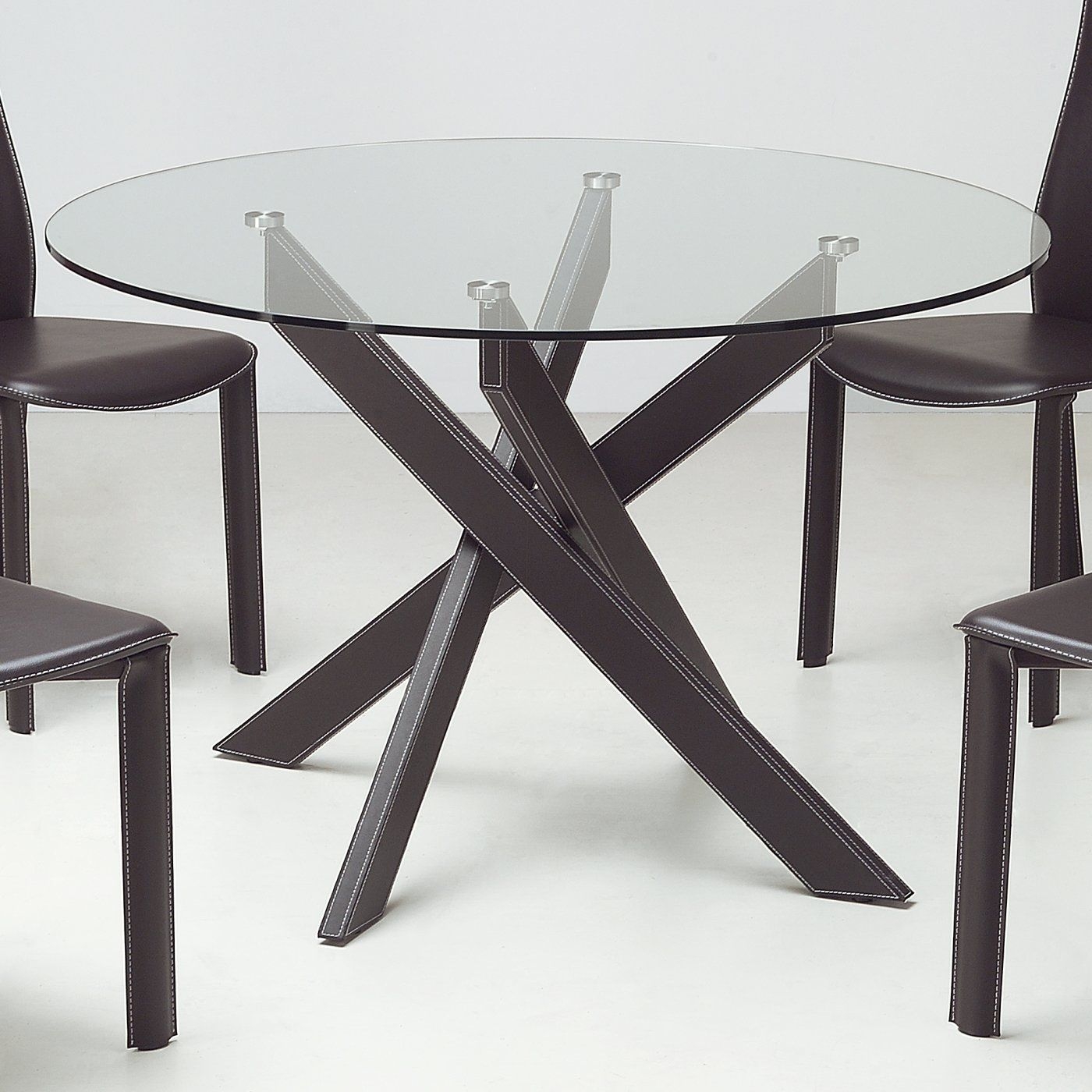 Round clear glass modern dining table