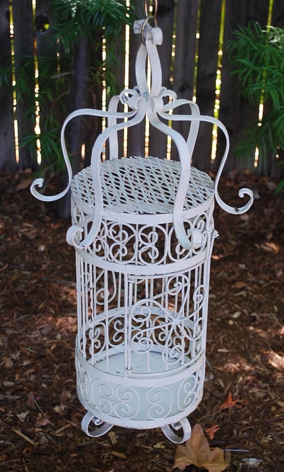 Vintage wrought iron decorative bird cage by vintagebitsandpieces