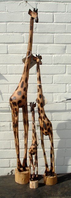 Wooden giraffe 100cm tall hand carved giraffe statue