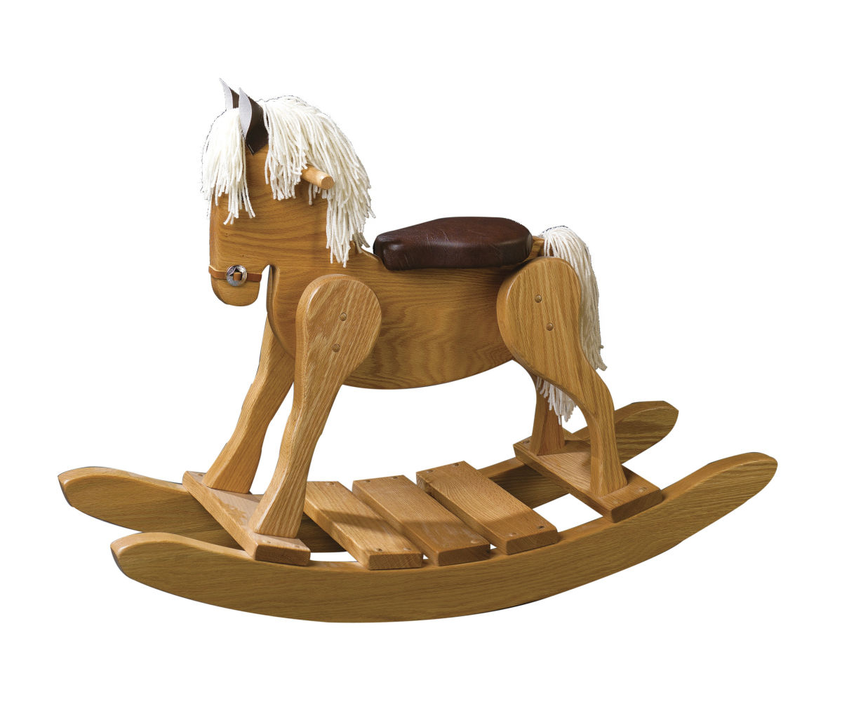 Wooden rocking horse shown in s 2 stain