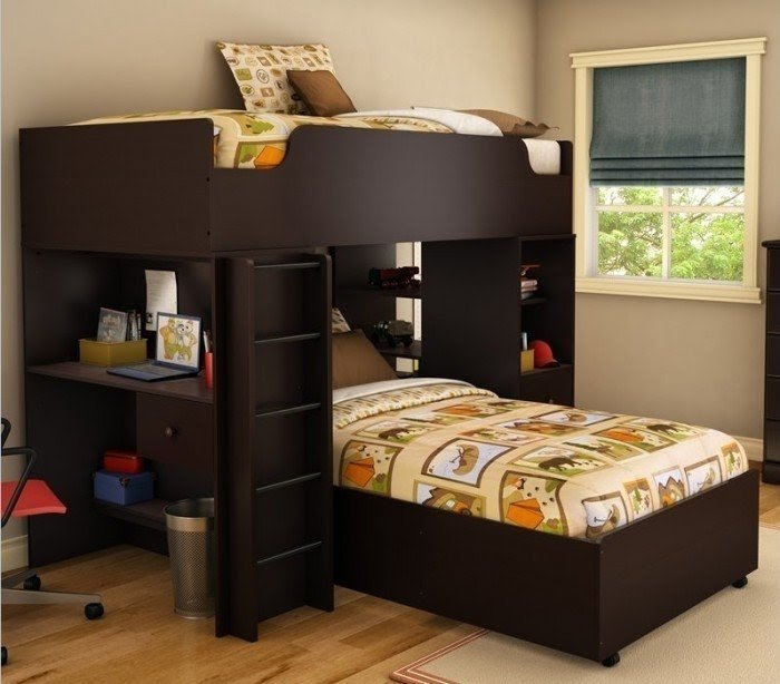 Bunk bed with desk and trundle