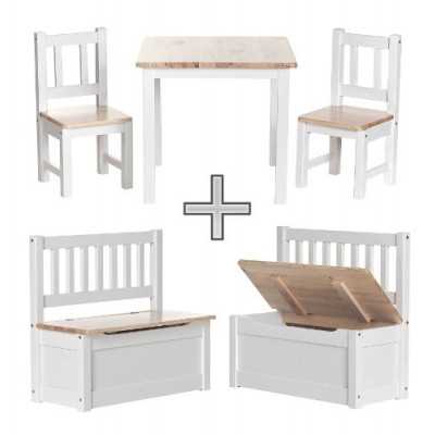 childrens bench and table set