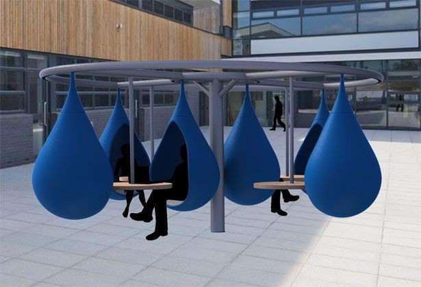 Liquid study spaces the droplet outdoor workspace encourages students to
