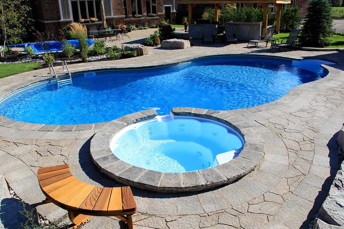 Pool With Hot Tub Foter 