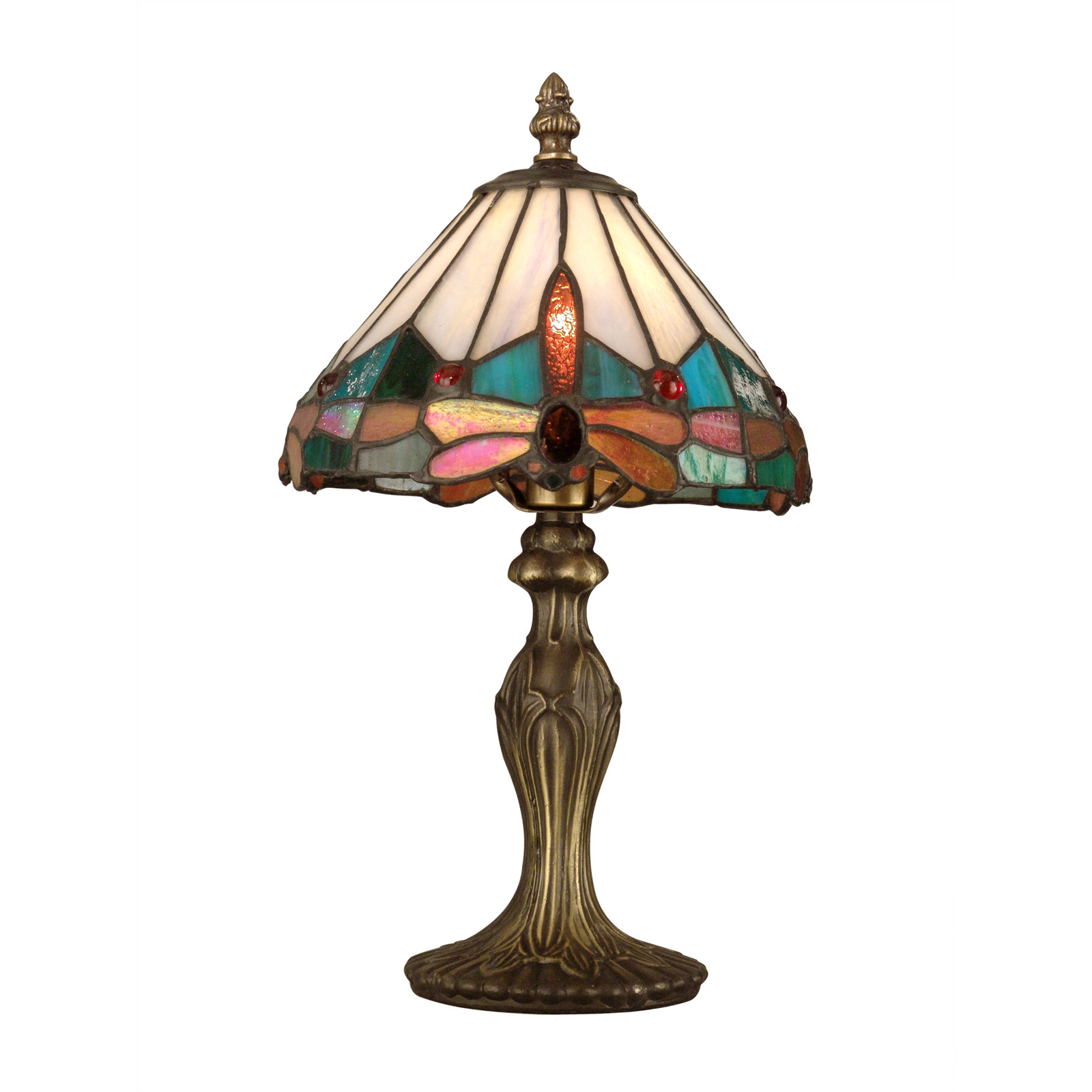 Tiffany Jewel Dragonfly 13.5" H Table Lamp with Empire Shade