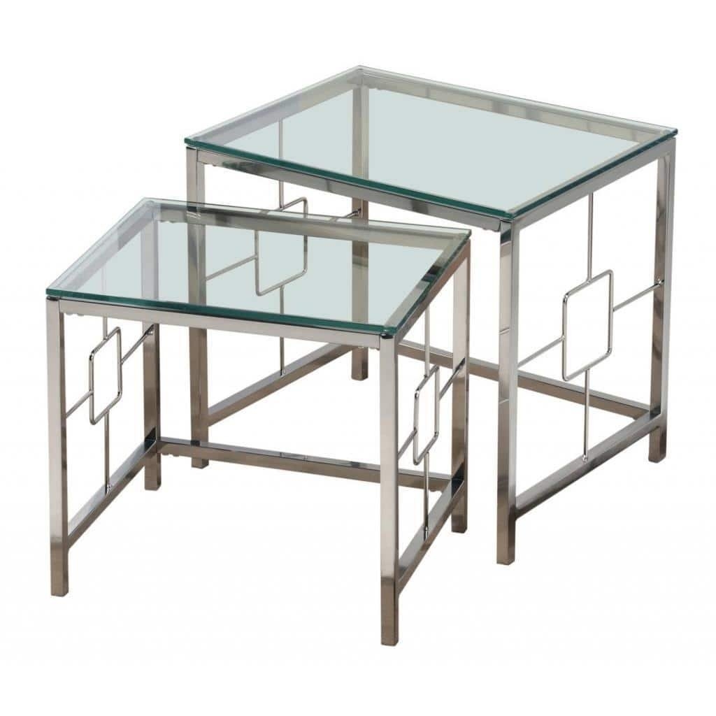 Athena chrome and clear glass nesting tables set of 2