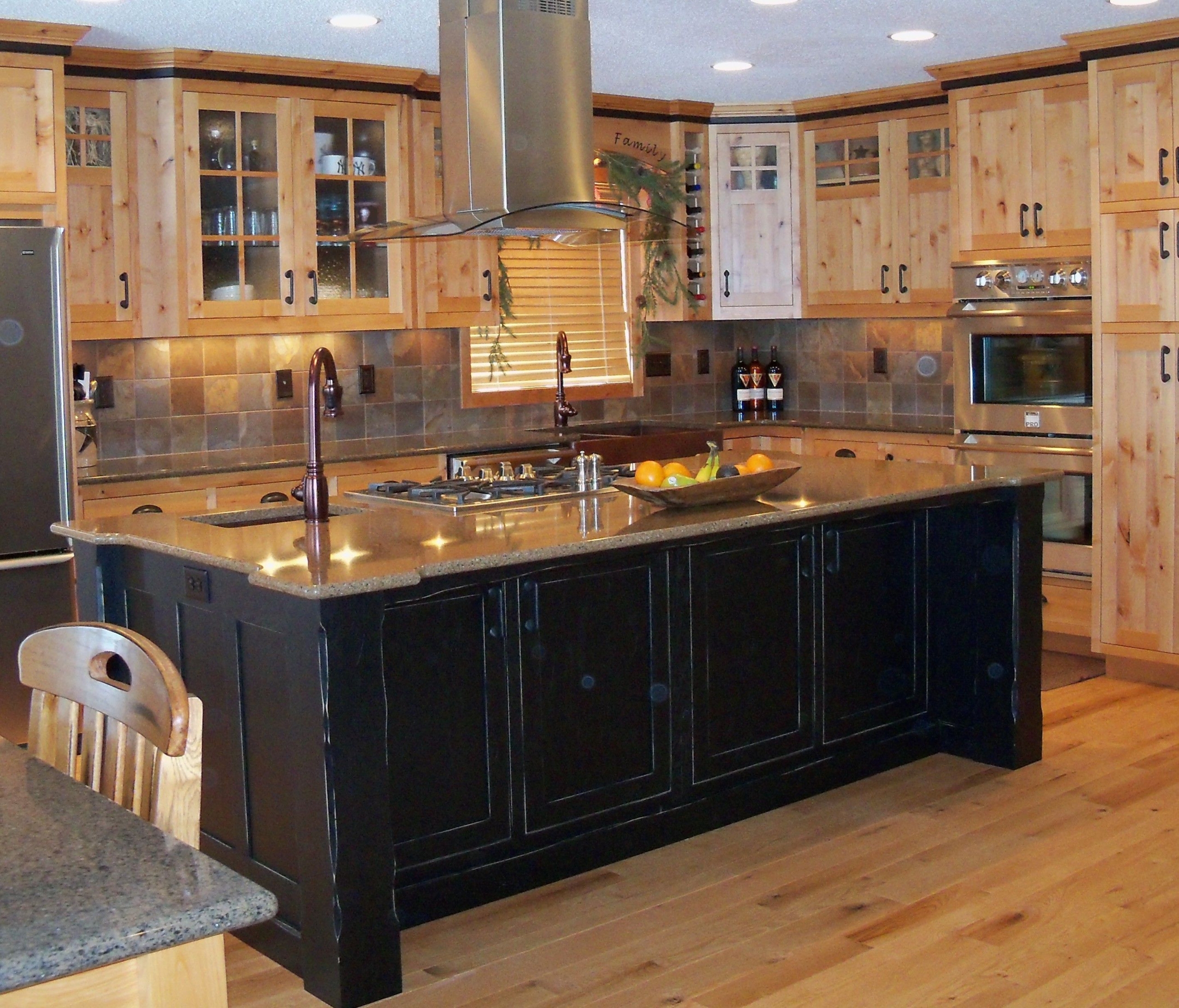 dark wood kitchen bench