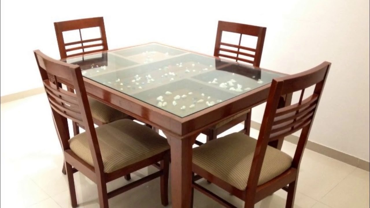 Glass top dining tables with wood base 2