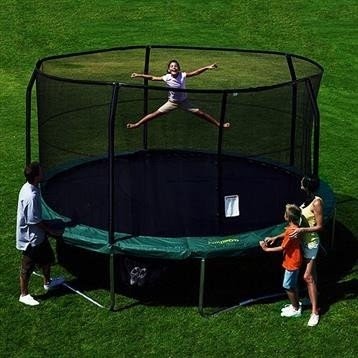 Jumppod elite 15 trampoline and enclosure combo with protective cover