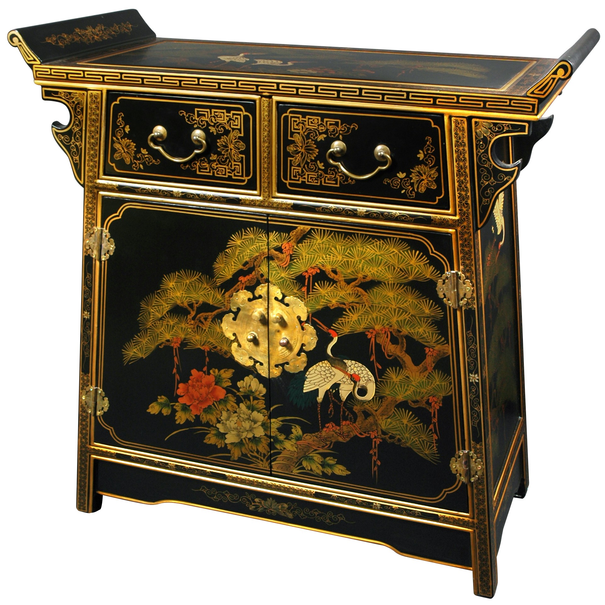 Asian Cabinets Ideas On Foter   Oriental Furniture Unique Furniture Home Decor 32 Inch Pine And Crane Chinese Black Lacquer Altar Top Cabinet Chest 