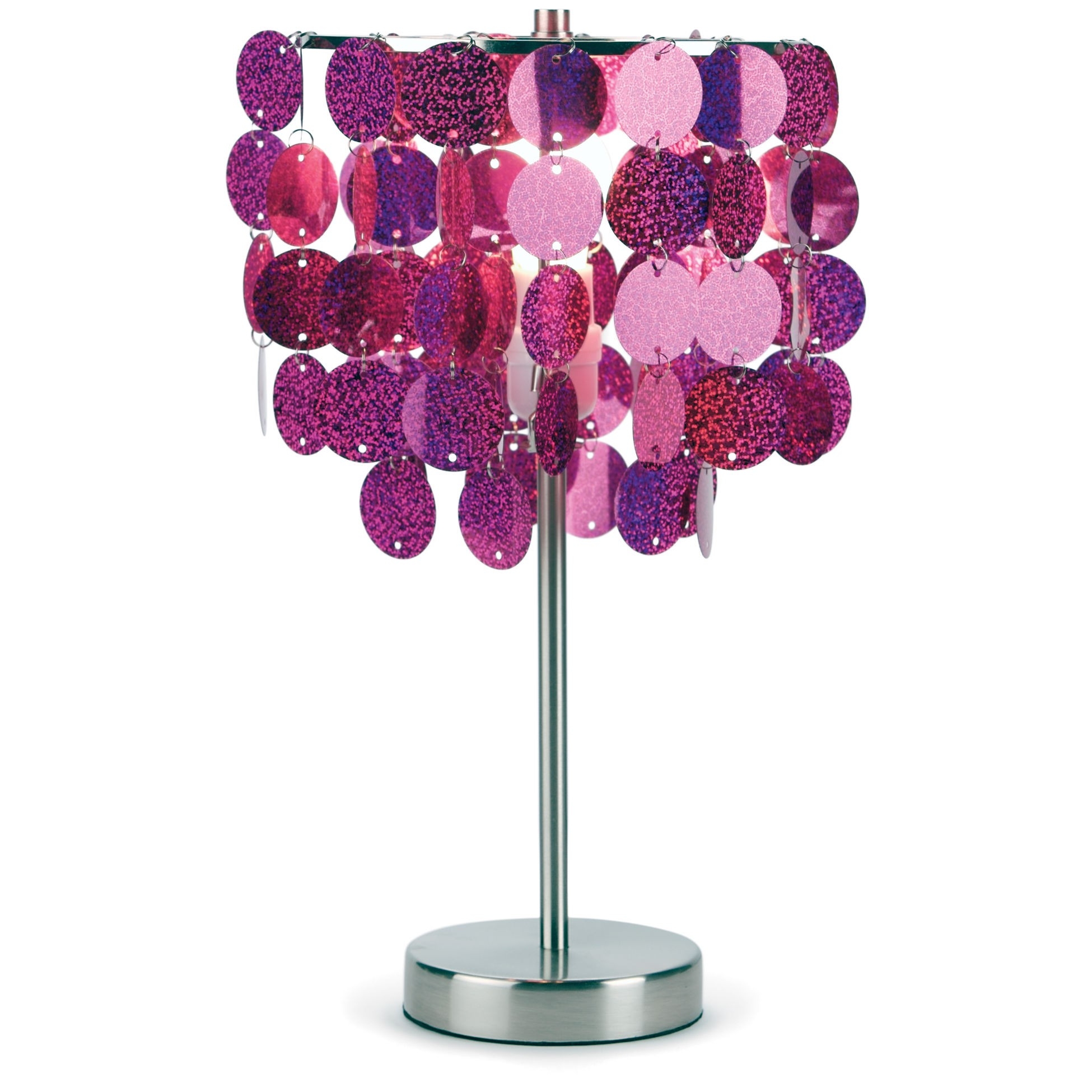 Pink paillette table lamp by three cheers
