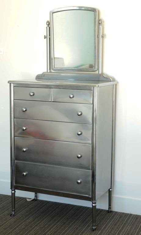 Polished steel chest of drawers by simmons from a unique