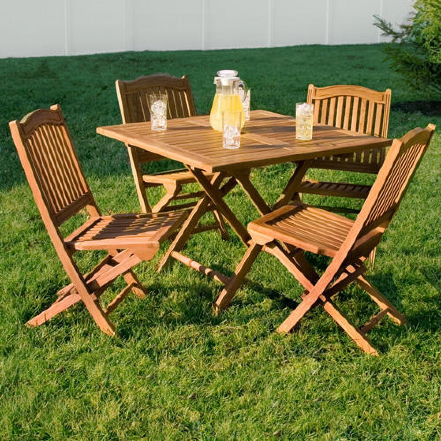 Teak folding table and chairs