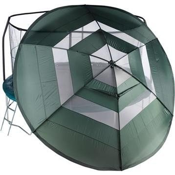 Weather cover for trampoline with enclosure