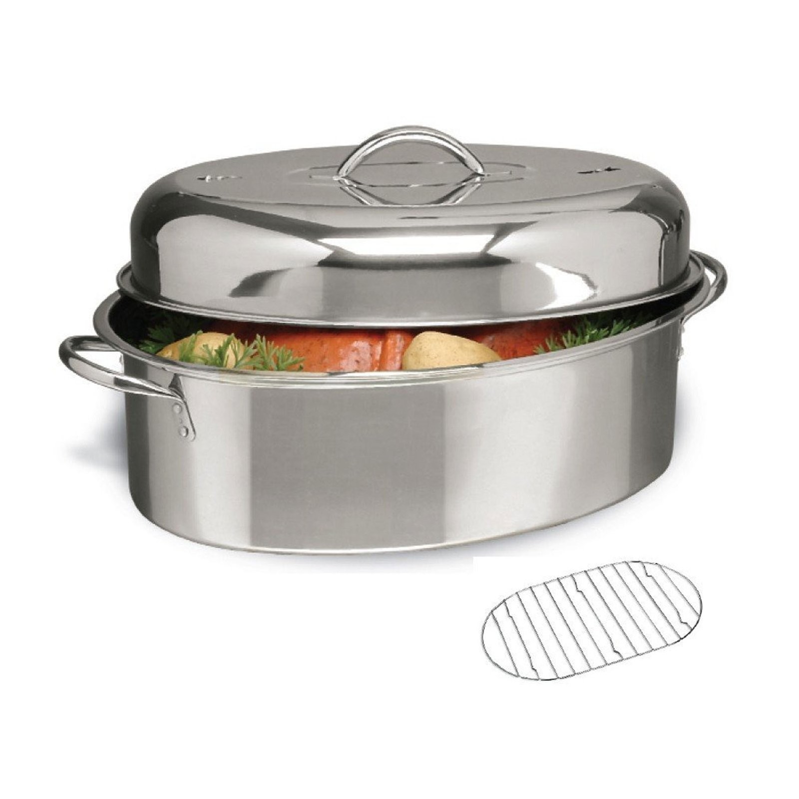 16 oval turkey roaster pan with lid roasting rack stainless