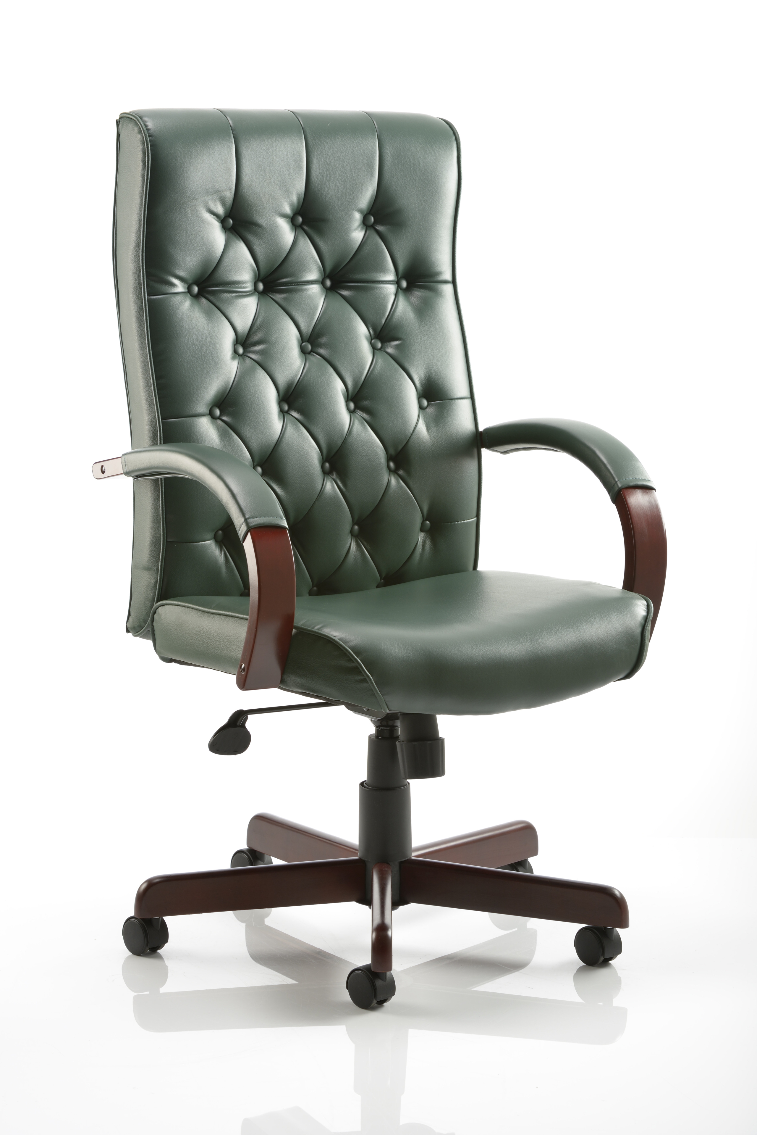 Chesterfield leather office chair green