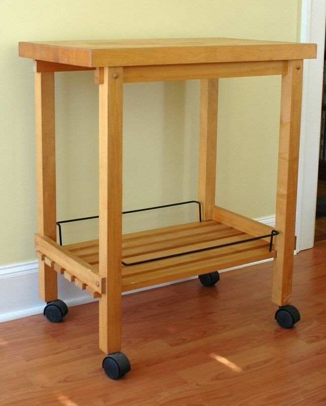 Details about wood butcher block kitchen rolling cart utility table