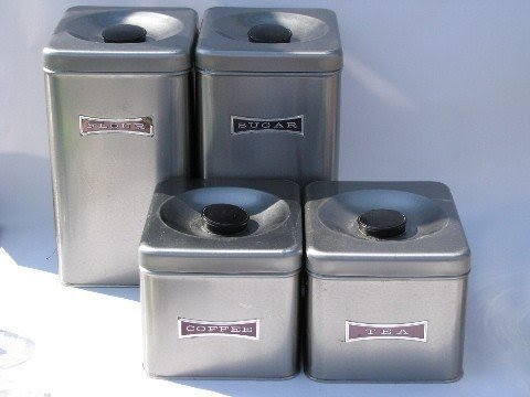 Mod stainless steel canister set vintage kitchen canisters