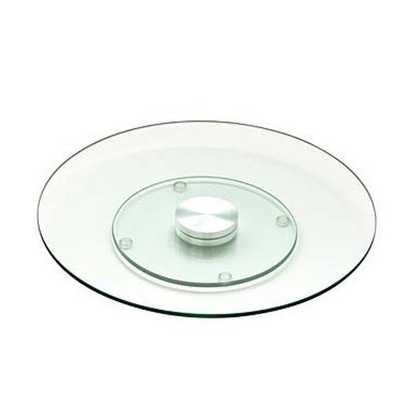 New large tempered glass rotating lazy susan turntable serving plate