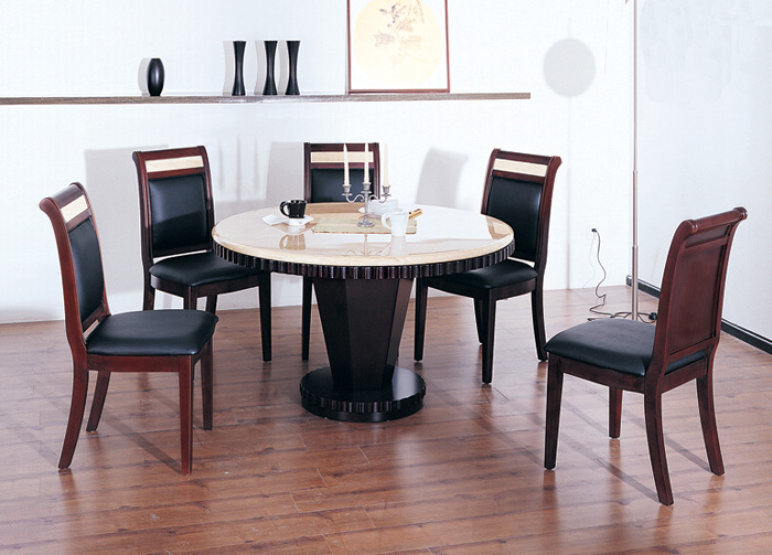 Round marble dining table set 4